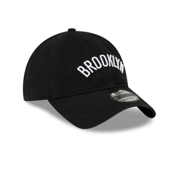 NWT New Era Men's Brooklyn Nets Core Classic 9TWENTY Adjustable Cap Black/White - Picture 3 of 6